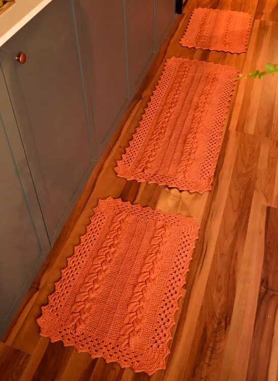 Conjunto de tapetes para cozinha em crochê