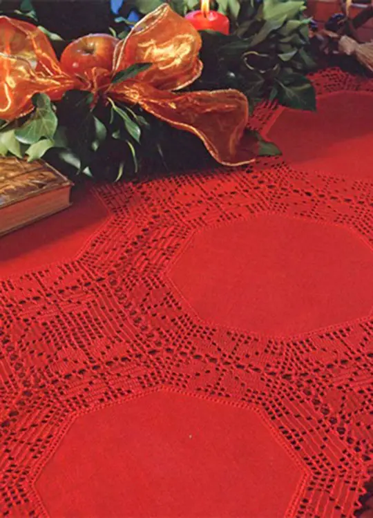 Toalha de crochê e tecido para mesa natalina 