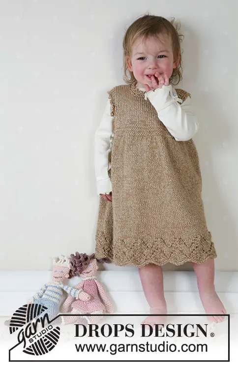 Vestido tricotado com dois fios sem mangas para bebê