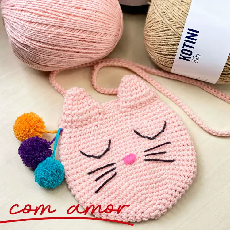 Bolsa de gatinho com a técnica de amigurumi Bolsa de gatinho com a técnica de amigurumi