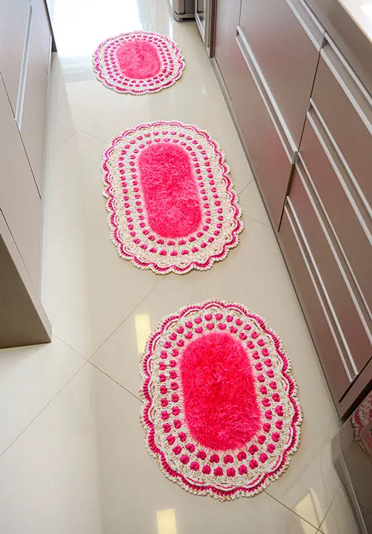 Conjunto de tapetes de cozinha em crochê