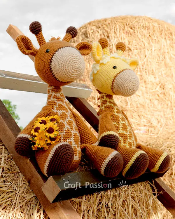 Casal de girafas Guy e Gem em crochê