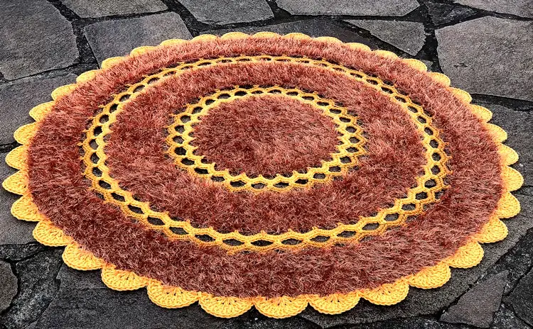 Como fazer tapete de crochê redondo girassol