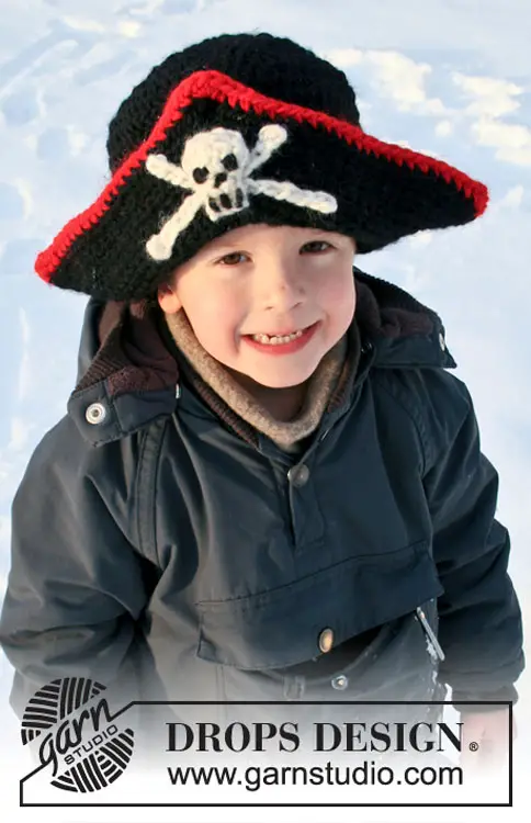 Chapéu de pirata em crochê para crianças