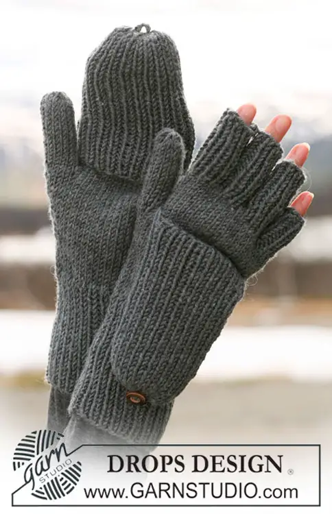 Luvas de tricô com capa para os dedos